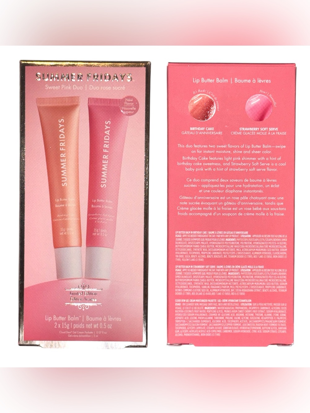 Summer Fridays Sweet Pink Duo Lip Butter Set - New With Container! - Picture 3 of 3